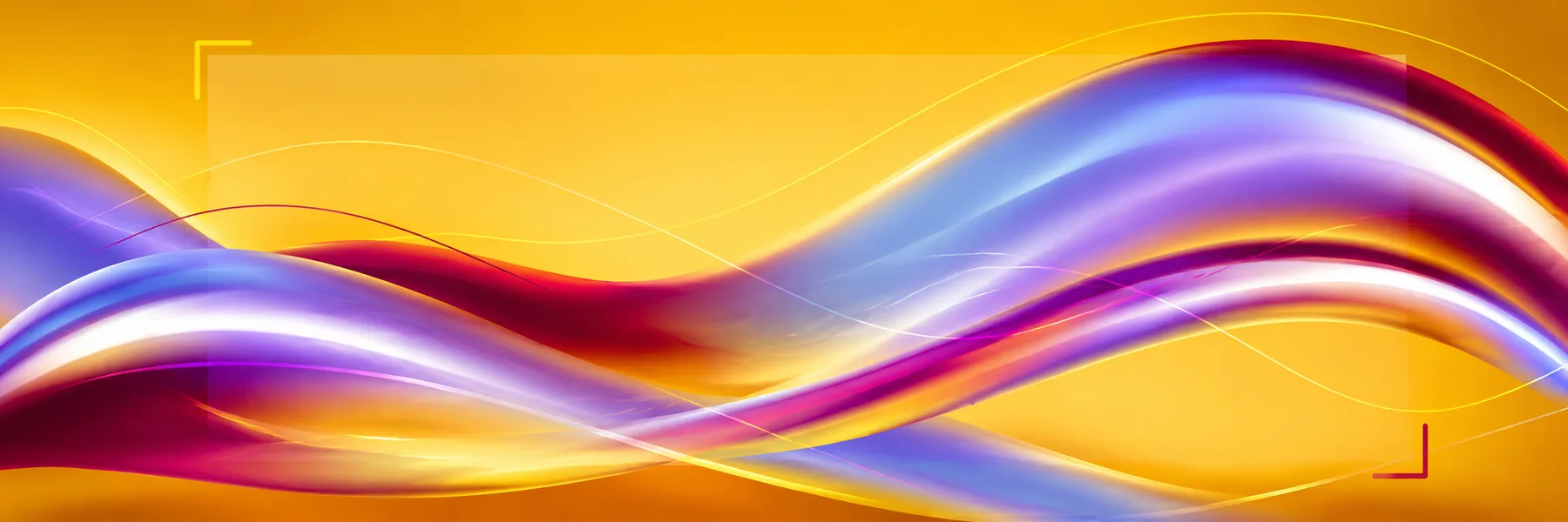 Abstract waves of amber, violet, and red light crossing a golden background